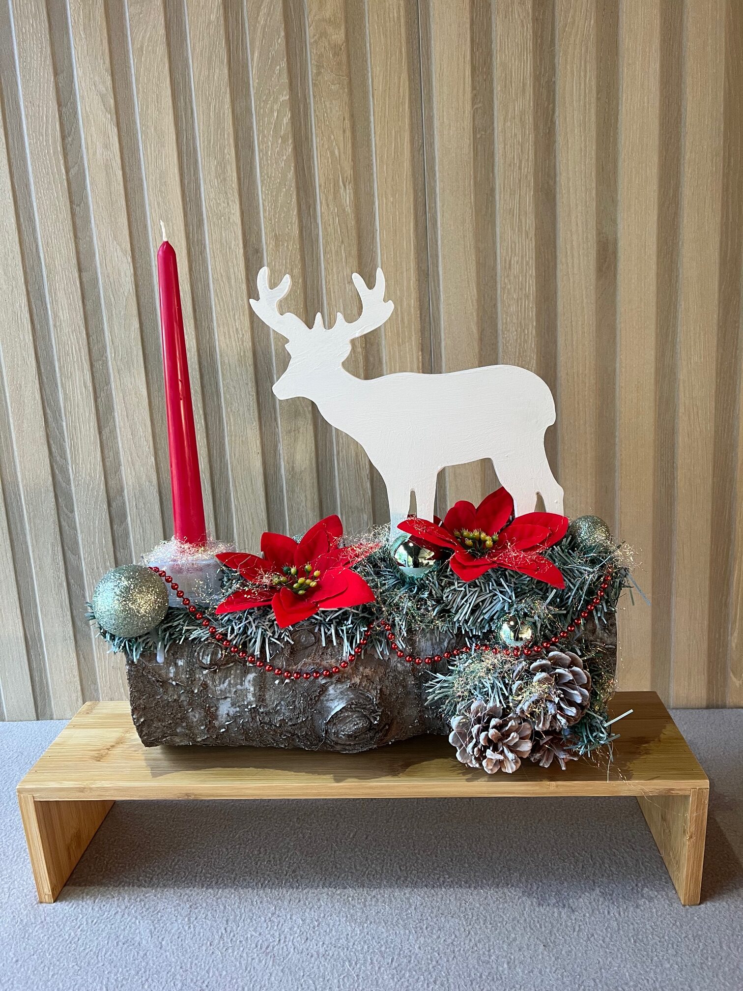 Centre de table Renne de Noël rustique