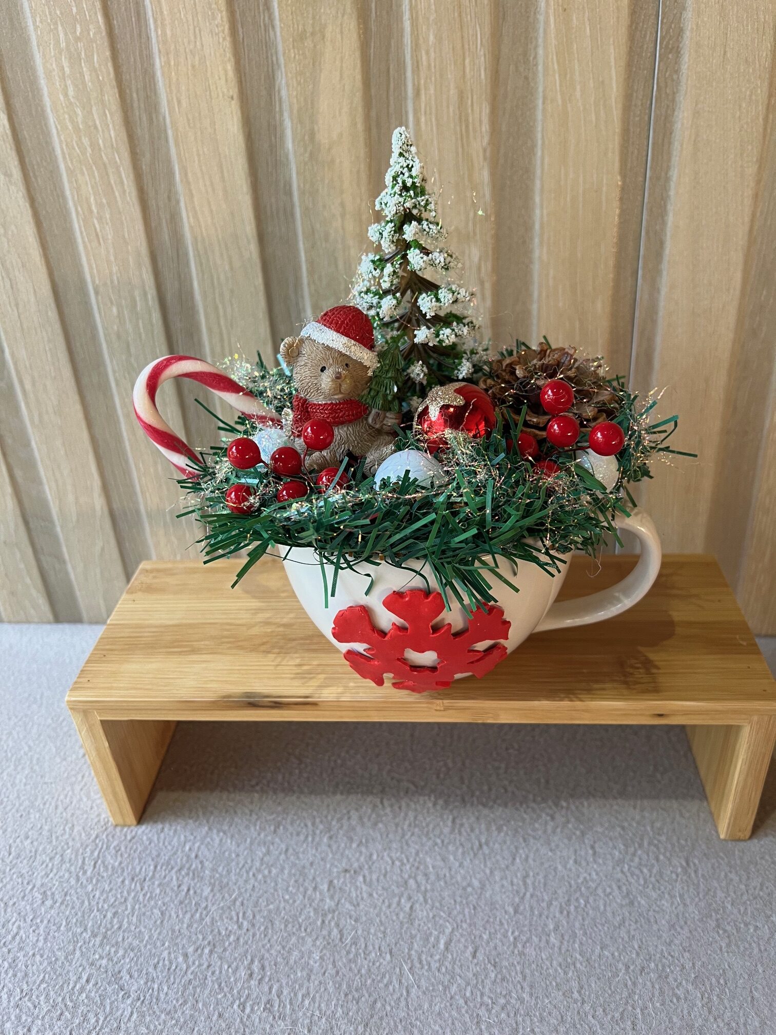 Centre de table tasse de Noël avec ourson